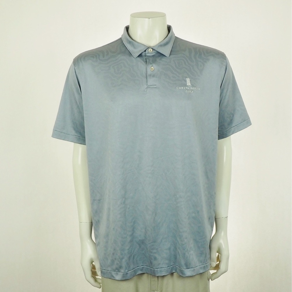 Peter Millar Carl Topography Jacquard Golf Polo Shirt Mens XL Gray Carton House